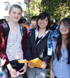 A group of students smiling at the camera.